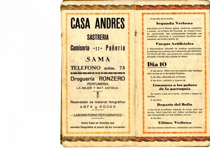 Programación Fiestas de Las Nieves, Blimea,1931.